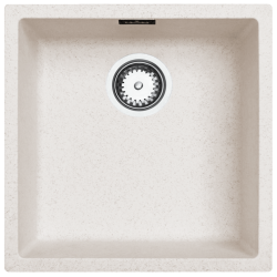Ausmann Fibre zand witte spoelbak 40x40cm onderbouw, opbouw en vlakinbouw met automatische RVS plug 1208971925