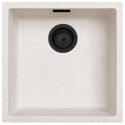 Ausmann Fibre zand witte spoelbak 40x40cm onderbouw, opbouw en vlakinbouw met automatische zwarte plug 1208971926