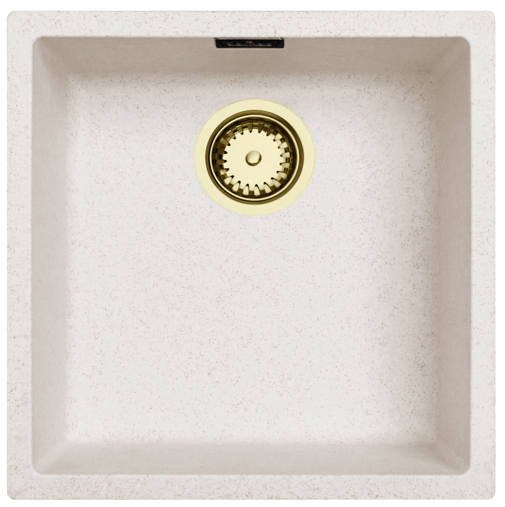 Ausmann Fibre zand witte spoelbak 40x40cm onderbouw, opbouw en vlakinbouw met automatische gouden plug 1208971928
