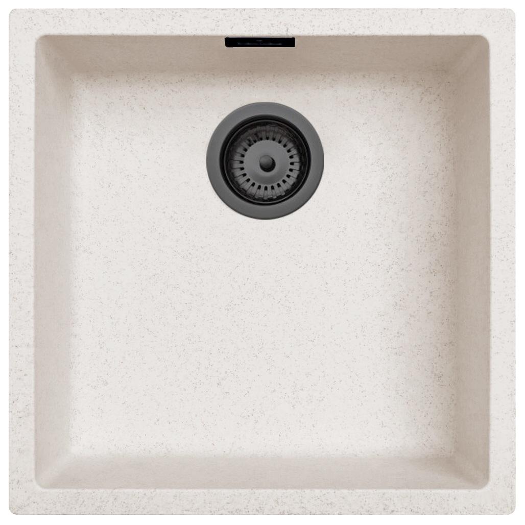 Ausmann Fibre zand witte spoelbak 40x40cm onderbouw, opbouw en vlakinbouw met automatische gun metal plug 1208971929
