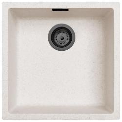 Ausmann Fibre zand witte spoelbak 40x40cm onderbouw, opbouw en vlakinbouw met automatische gun metal plug 1208971929