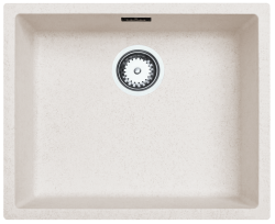Ausmann Fibre zand witte spoelbak 50x40cm onderbouw, opbouw en vlakinbouw met automatische RVS plug 1208971930