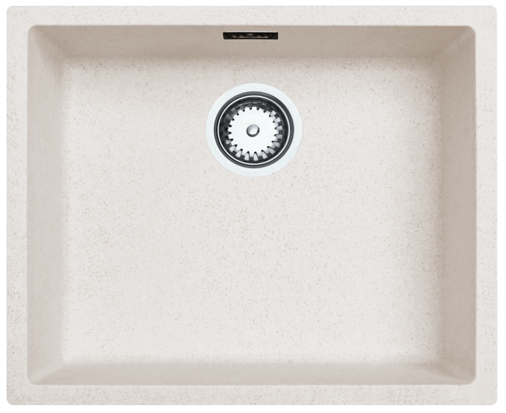 Ausmann Fibre zand witte spoelbak 50x40cm onderbouw, opbouw en vlakinbouw met automatische RVS plug 1208971930