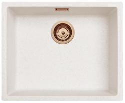 Ausmann Fibre zand witte spoelbak 50x40cm onderbouw, opbouw en vlakinbouw met automatische koperen plug 1208971932