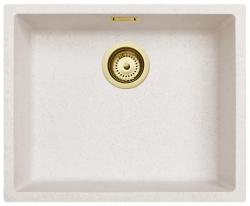 Ausmann Fibre zand witte spoelbak 50x40cm onderbouw, opbouw en vlakinbouw met automatische gouden plug 1208971933