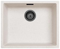 Ausmann Fibre zand witte spoelbak 50x40cm onderbouw, opbouw en vlakinbouw met automatische gun metal plug 1208971934