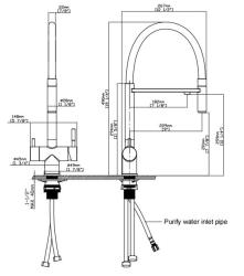 Pure.Sink Elite Steel Flex 3-weg RVS keukenkraan met flexibele uitloop en Gefilterd Water PS8110-02