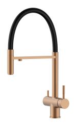 Pure.Sink Elite Steel Flex 3-weg PVD koper keukenkraan met flexibele uitloop en Gefilterd Water PS8110-62