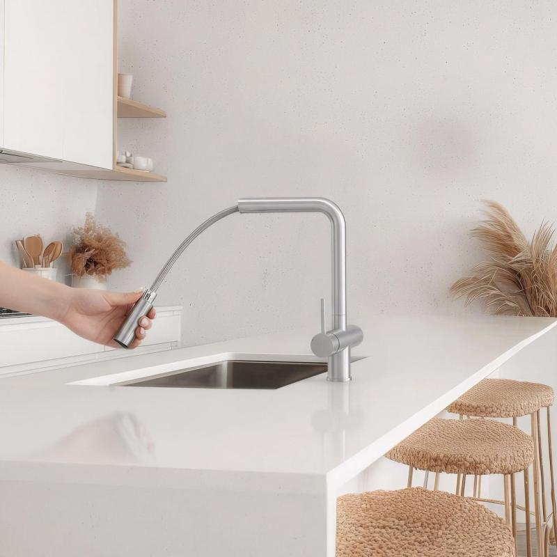 Pure.Sink Elite Steel Clear-S Mat zwart 3-weg Keukenkraan met Uittrekbare Uitloop en Gefilterd Water PS8120-10