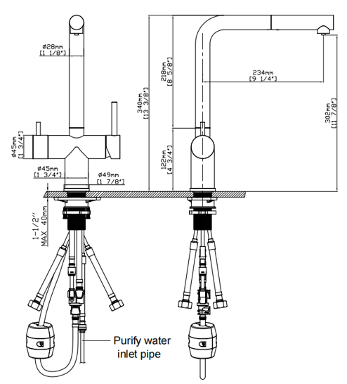 Pure.Sink Elite Steel Clear-S PVD gun metal 3-weg Keukenkraan met Uittrekbare Uitloop en Gefilterd Water PS8120-61
