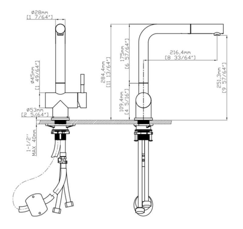 Pure.Sink Elite Steel Pulse-S keukenkraan PVD koper met uittrekbare uitloop en sproeistand  PS8500-62
