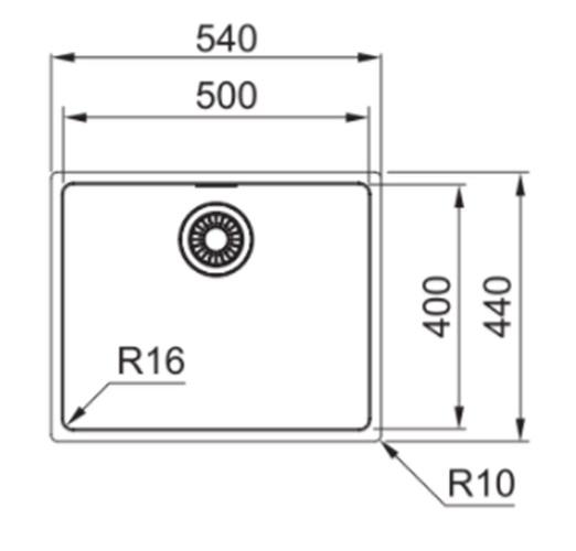OUTLET Hoek licht beschadigd  Franke Maris MRX 210.50 rvs spoelbak 50x40 vlakinbouw 1208971964