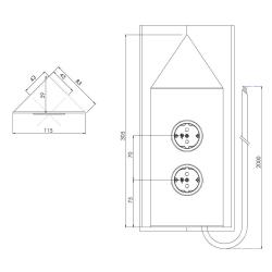 Indux Corner Еnergiezuil met 2 stopcontacten Randaarde Hoek Goud 1208972288