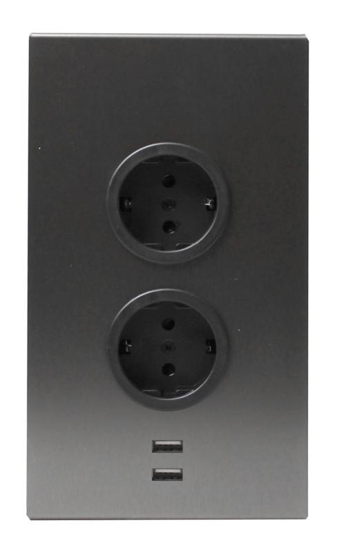 Indux Corner Еnergiezuil met 2 stopcontacten Randaarde en 2 x USB-lader Gun metal 1208972299