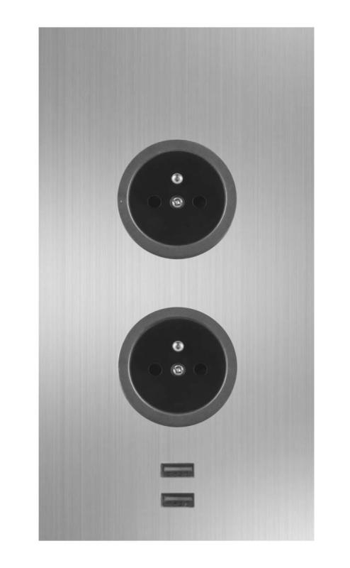 Indux Corner Еnergiezuil met 2 stopcontacten Penaarde en 2 x USB-lader RVS 1208972301