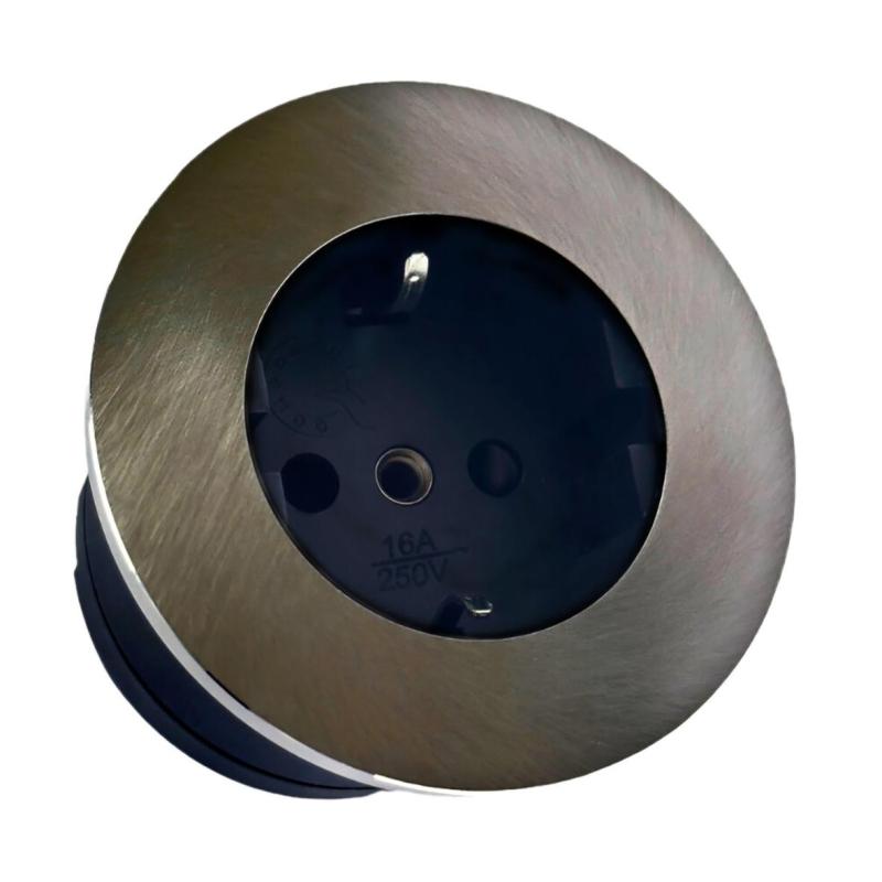 Indux Round Inbouw Contactdoos met 1 Stopcontact Randaarde Gun metal 1208972315