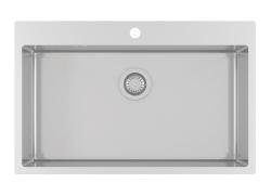 OUTLET Beschadigd Ausmann Oder Blue grote rvs spoelbak 79x50cm vlakbouw en opbouw met kraangatbank 1208972318