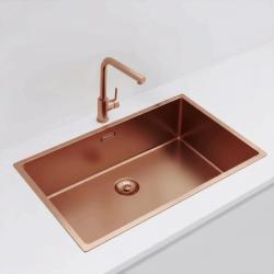 OUTLET Beschadigd!! Pure.Sink Exclusivo grote Koperen spoelbak 70x40 cm 10mm radius onderbouw, vlakinbouw en opbouw 1208972332