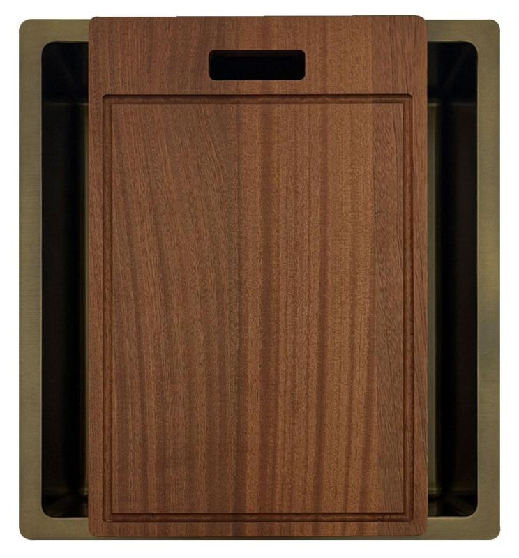 Pure.Sink Luxion PVD Antiek Bronzen spoelbak 36x40 cm onderbouw, vlakinbouw en opbouw  met bodemrek PLX3640-64