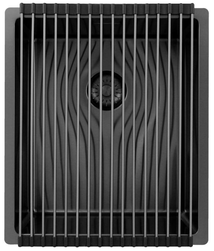 OUTLET Hoeken gebogen Pure.Sink Exclusivo Gun metal spoelbak 34x40 cm 10mm radius onderbouw, vlakbouw en opbouw 1208972446