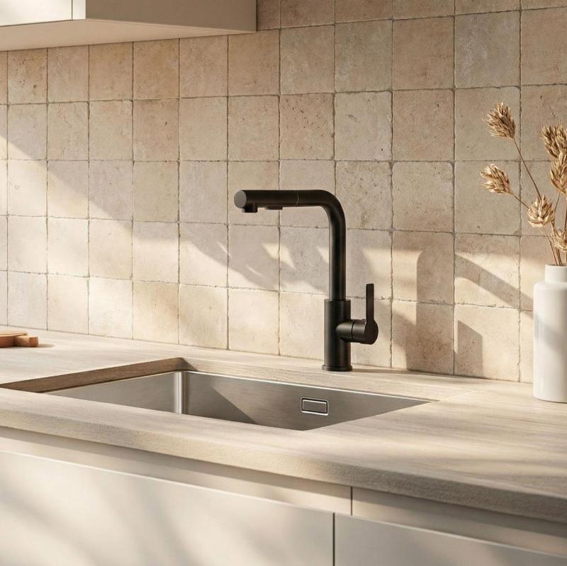 Graniteland Celeste Keukenmengkraan zwart met Uittrekbare Uitloop en Dubbel-Functie Handdouche 1208972454