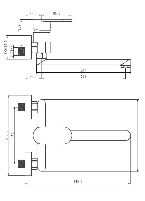 Aquanello Casa Eenhendel Keuken Muurkraan Chroom met uitloop 25 cm CR-1425-CS
