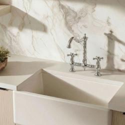 Aquanello Heritage Ascot Klassieke Keuken Nostalgische Brug Keukenkraan Chroom met Kruishendels CR-0011-HA