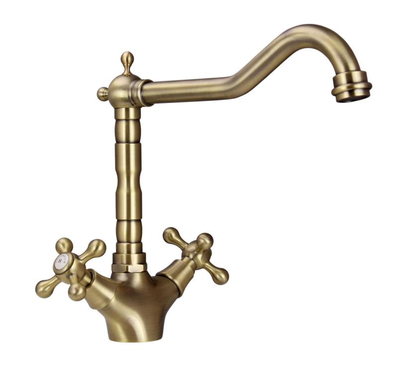 Aquanello Heritage Ascot Klassieke Keuken Nostalgische Keukenkraan Brons met Haakse Uitloop BN-4002-HA