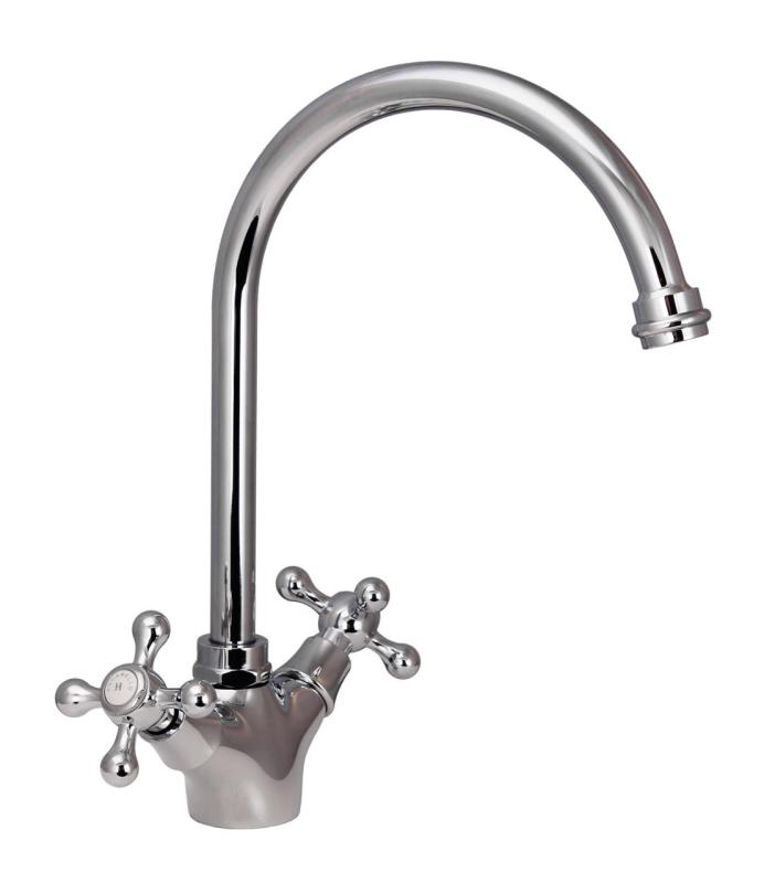Aquanello Heritage Ascot Klassieke Keuken Nostalgische Keukenkraan Chroom met Ronde Uitloop CR-4003-HA