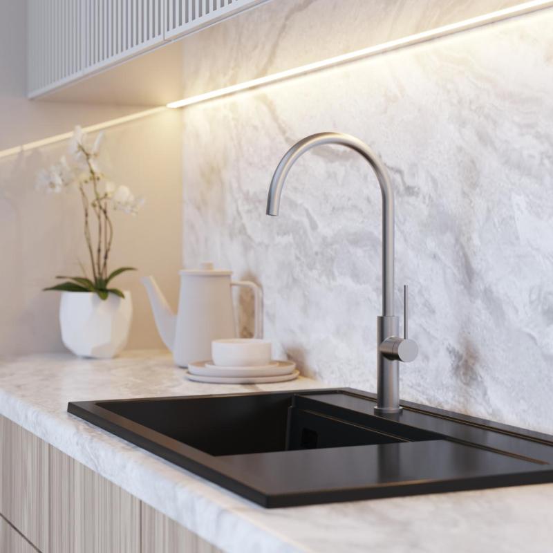 Graniteland Vira Slim Keukenmengkraan RVS met draaibare uitloop 1208972628