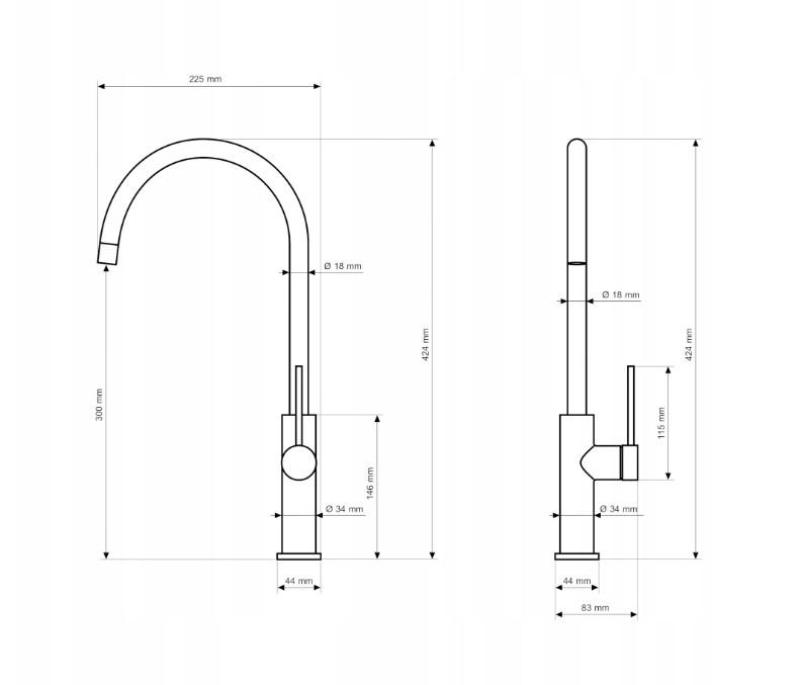 Graniteland Vira Slim Keukenmengkraan RVS met draaibare uitloop 1208972628