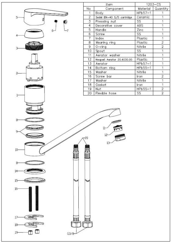 Aquanello Casa Lage Eenhendel Keukenkraan Chroom CR-1203-CS