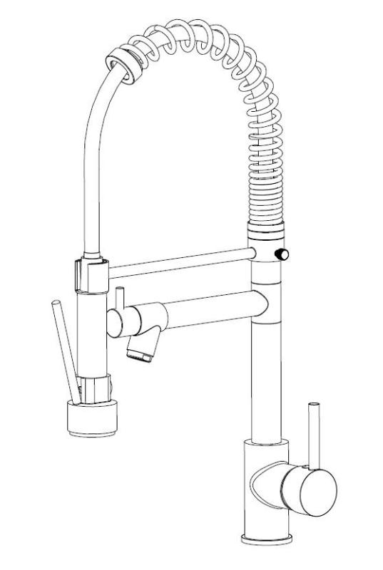 Aquanello Gastro Keukenkraan met Professionele Sproeifunctie Zwart BL-4402-GT