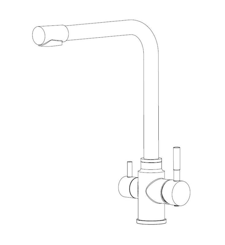 Aquanello Limpia Massieve RVS 3-weg Keukenkraan met  Gefilterd Water SS-1600-LP