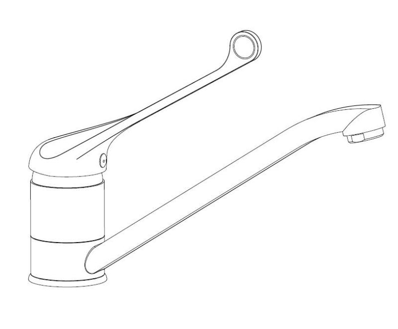 Aquanello Medic Keukenmengkraan met Lange Hendel  Chroom CR-1007-MD