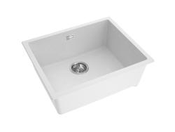 Pure.Sink Eternal Quartz Witte Spoelbak 50x40 cm Onderbouw en Opbouw met RVS plug