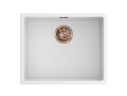 Pure.Sink Eternal Quartz Witte Spoelbak 50x40 cm Onderbouw en Opbouw met Koperen plug