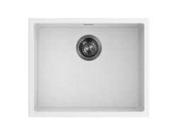 Pure.Sink Eternal Quartz Witte Spoelbak 50x40 cm Onderbouw en Opbouw met Gun metal plug