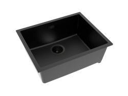 Pure.Sink Eternal Quartz Zwarte Spoelbak 50x40 cm Onderbouw en Opbouw met Automatische Zwarte plug