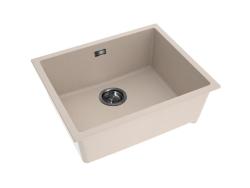 Pure.Sink Eternal Quartz Beige Spoelbak 50x40 cm Onderbouw en Opbouw met Automatische Gun metal plug