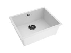 Pure.Sink Eternal Quartz Witte Spoelbak 50x40 cm Vlakinbouw en Onderbouw met Gun metal plug