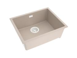 Pure.Sink Eternal Quartz Beige Spoelbak 50x40 cm Vlakinbouw en Onderbouw met Witte plug