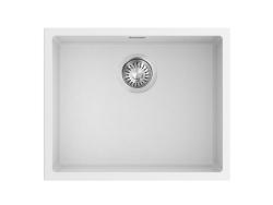 Pure.Sink Eternal Quartz Witte Spoelbak 50x40 cm Vlakinbouw en Onderbouw met Automatische RVS plug