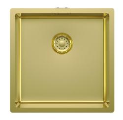 Pure.Sink Comfort PVD Gouden spoelbak 40x40 cm 10mm radius onderbouw, vlakbouw en opbouw PCM4040-60
