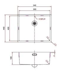 Pure.Sink Comfort PVD Gun metal spoelbak 50x40 cm 10mm radius onderbouw, vlakbouw en opbouw PCM5040-61