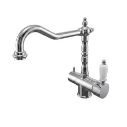 PB Nostalgische 3-weg Keukenkraan met Gefilterd Water en Witte Hendel Chroom 1208972847