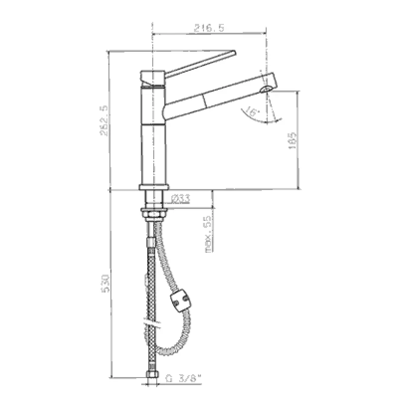 Newform Keukenkraan X-Trend Chroom met uittrekbare uitloop 2415.21