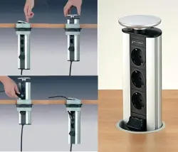 EVOline Port 3 Verzinkbare contactdoos penaarde RVS deksel