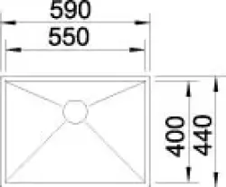 Blanco spoelbak Zerox 550-U onderbouw 521591 nieuw
