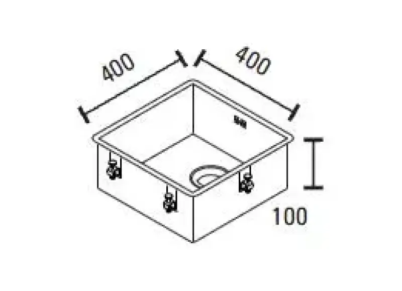 ABK Baronga ondiepe mindervalide 10cm rvs spoelbak 40x40 cm Vlakinbouw onderbouw en opbouw BAR4010FVI